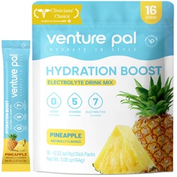 Venture Pal Free Electrolyte Power Packets - 液态日报IV 快速水分和党回收的饮料混合 → 5 Vitamins & 7 Electrolytes → Keto Friendly → Kent-GMO → 认证 Vegan → 16棒