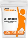Bulk 补编.com 锡亚胺单硝酸盐粉 - 维生素B1粉,锡亚胺B1补充剂 - B1 维生素,无胶质,每服125毫克,250克(8.8 oz)(包1)