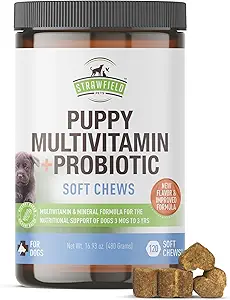 草地宠物的Puppy 多维他命 + 对狗的Puppy维他命 配有联合支持的Poppies Tasty Bacon Flavor 120 Soft Chews