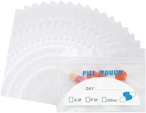 100 Pack Pill 邮袋 - (4" X 2.75") 厚度是 6 Mil,便携式塑料药丸 包持维生素,辅料,药品,和维生素储存