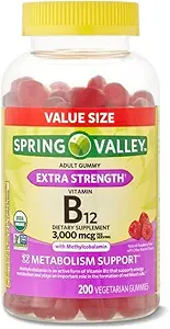 春谷非转基因植物 维生素 B12 蔬菜 Gummys, Raspberry, 3000 mcg, 200 个值大小