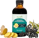 Ginger Elderberry Immune Defense Syrup with Echinacea, Vitamin C, Honey - 有机超级精液 - 100%纯原料 - 自然豁免支助补编(4 fl oz)