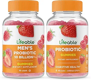 活生生的男性 10亿 + Probiotic 2亿 CPU, Gummys Bundle - Great Tasting, Vitamin Supplement, Gluten Free, GMO Free, Chewwable Gummy (英语).
