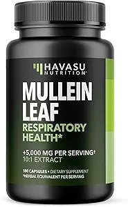 Mullein Leaf Capsules促进呼吸卫生 -- -- 5000mg 摘录 10:1 关于肺支持和免疫功能 -- -- 180 Counter -- -- Vegan、N-GMO Capsules -- -- 草药补充剂 -- -- 6个月供应