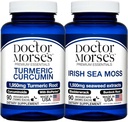 Morse医生的Turmeric Curcumin 1950mg & 爱尔兰海 Moss 1500mg Bundle - 联合支持、Immune Boost 和与生物牡蛎和Bladderwrack FDA-注册、NSF-认证90 Capsules的总体健康