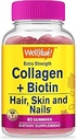 与Biotin Gummys结合的Welly Collagen - 支持皮肤,头发,钉子健康,联合功能,骨密度,肌肉生长,认知性能 - Gluten Free, GMO Free - 60 Count