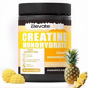 ElevateLife Creatine Monohydrate Gummys 5g for Men Women – 糖无厨补品. 90 柠檬