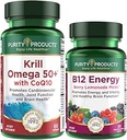 纯净产品包 - Krill Omega 50 + 与 CoQ10 + B-12 能量熔融 - Krill Omega 50 + 与 CoQ10 (Krill Oil, Fish Oil, CoQ10,维生素D) B-12 贝里熔融(Methylcobalamin B12 + B6 + D3 + 更多)