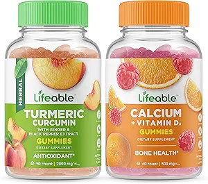可活的Turmeric Curcumin + Calcium 配有维生素D,Gummys Bundle - 大品尝,维生素补充,Gluten Free, GMO Free, Chewwable Gummy