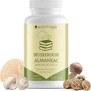 蘑菇 Almaneac Nootropics Brain Supports, Boosts Energy, Focus, Immune Support - 与狮子马恩, Cordyceps, Turkish Tail, Shiitake Mushrooms - 60 Capsules (英语).