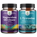 甘氨酸镁包400mg Capsules和Potent L Tyrosine 500mg Capsules - 用于睡眠支持 Bone 健康肌肉恢复 - 用于脑健康甲状腺支持的氨基酸营养补充