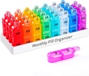 Daviky Monthal Pill Organizationer 2 Times aday - 30 Day Pill Box AM PM, BPA Free One Monthly Medicine Organizationer Twice Daily, 31日持有维他命案, 补充药和药材