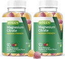 VITEEY 成人用镁(Gummys) - 255mg的镁 Citrate Gummy for calm, Sleep, Nerve & Muscle 函数支持 - Vegan, Gluten Free - 180 Counter