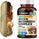 BIO KRAUTER 数十种蘑菇复合物 Capsules 2100 mg Blends - 100 Vegan Caps - 12 一种蘑菇辅助剂中的提取物 - Lions Mane, Reishi, Cordyceps