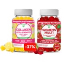 Lunakai Collagen and Women's multivitamin Gummys Bundle - 非GMO 抗衰老补充剂与生物素,锌,维生素C和E - 16种基本维生素和矿物的日值100% - 30天供应量