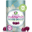 NUTRAMIN Mood Boost 多维塔明 Gummy - 美味和优美的抗压镁 Ashwagandha Gummys + B 复合维生素促进焦点和冷静 - 无糖,维干,无胶,过敏-安全(90个计数)
