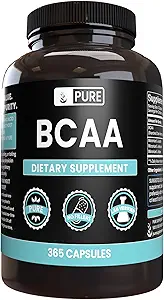 纯原始成份 BCAA (365 Capsules) 无镁或水稻填充器, 永远纯, 实验室验证