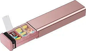 7日 每周金属药丸用于旅行组织者,Kursoaya Premium Aluminum Daily Pill Box,可爱的便携式药丸案,大型能力药丸用于补充,药丸,维生素,药品