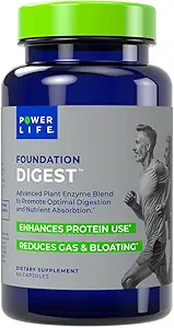 POWERLIFE 基金会 文摘 高等植物酶混合 推广最佳文摘和营养吸收, 60 Counter