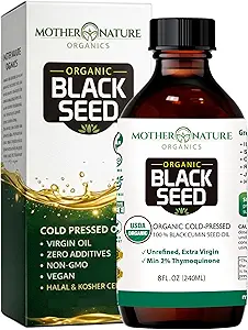 母性 USDA 有机黑种子油,高 TQ 2%,冷压,未精炼 Nigella Sativa, Omega 3 6 9 为Imune,联合与心脏支持,头发与皮肤,非GMO,玻璃瓶(8oz)
