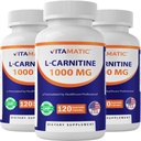 维生素L-Carnitine Fumaate 1000毫克 - 120 蔬菜罐头(3瓶)