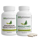 BiOptimers 镁突破4.0(60 Capsules) & MassZymes 4.0(250 Capsules) - 自然睡眠,大脑和消化健康支持补充剂 Bundle