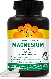 目标-Mins 镁与Silica 300mg, 60 Vegan Capsules, 认证 Gluten 自由,认证 Vegan