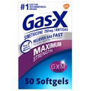 Gas-X 最大强度气体减量软胶,Simethicone 250毫克,用于Bloating Relief - 50 Counter