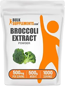 Bulk Assupports.com Broccoli 提取粉末——来自Broccoli Florets, Sulforapane 补编——Vegan & Gluten Free, 每架500mg, 500g (1.1磅) (Pack of 1)
