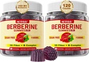 NEVISS Berberine 补充 1500mg, AMPK 激活器,带有3G Prebiotive Fiber, B1 B3 B6, 男女无糖 Berberine HCL Gummys - 支持Immune系统, Digestive, 2 pack 120 Cts