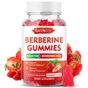 Berberine Gummys配有锡兰桂1500mg 高Potency Berberine HCL 对免疫支持的补充,无糖,Vegan,草莓 Flavor, 60 Counter