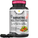 Bariatric Multivitamin with Iron for Men and Men - All-in - 42 超食品混合剂 for Energy & Immune Support - 外科手术后复苏,易向燕子,Halal,美国制造(60 液体卡普尔)