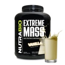 NutraBio Extreme Mass Gainer 蛋白粉,53G 蛋白质,清洁重量增量,增加肌肉质量,全谱氨基酸 - 香草,6英镑