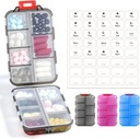 3 Pack 14 GRIDS 带有标签的旅行药丸组织者箱 - 旅行药箱 Kit - 口袋日用药箱 - 鱼油维生素补充剂的旅行药剂持有者