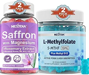 甘化镁 + L- MethylFolate 15mg & Methy B12 Gummys, 4 Pack