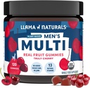 Llama Naturals Multivitamin for Men, Vegan,有机胶囊中含有维生素D, C和K, Men's Real Fruit Gummy Vitamins, Chewable Mutivitamin Supplement, No 添加的甘蔗, Cherry, 120 Ct