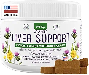 iHeartDogs Advanced Milk Thetle Liver for Dogs - 狗肝支持与牛奶 This,Turmeric Curcumin, Cranberry & Dandelion 根提取