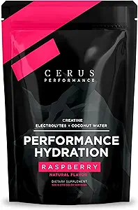 Cerus 性能 - 性能 水解 电解 粉末 – Raspberry Flavor, 5g Creatine 单水合物, 500mg Coconut 水粉 – 支持耐力,肌肉恢复和 Keto 30 服务