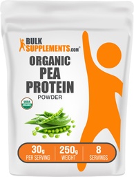 Bulk Assupports.com 有机 Pea蛋白粉 - Plant based & Vegan 蛋白粉 - Unflavored & Gluten Free, 30g per service, 250g (8.8 oz) (Pack of 1)