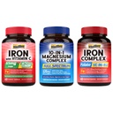 10 in 1 Magnesium Complex & Iron Supplement, 65mg 碳酰铁, 250mg 维生素C & 5 in 1 Iron Complex