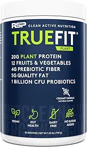 RSP TrueFit Vegan 蛋白质蛋白质替代剂 奶昔 植物基蛋白 + 有机水果和蔬菜 纤维与亲生素 葡萄糖自由 乳制品自由