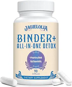 All-In-One Detox Binder Supplement 1500 MG - 生物利用率高,Liver Gut Detox cleanse with activated Charcoal, Zeolite & Bentonite Clay for Texts, Liver, Digestive, 900 Vegan Capsules (英语).