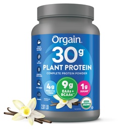 Orgin有机30g Vegan植物蛋白粉,香草,9g EAAs + BCAAs,高植物蛋白,4g Prebiotic + Fiber,1g 糖,预研,肌肉支持 + 回收 - 2.01lb(包装 May Vary)