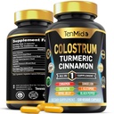 Colostrum 补编 - 8in1公式 - 与Turmeric,锡兰锡桂,Quercetin,Royal Jelly,Dandelion,L-Glutamine,和黑辣椒 - 消化健康支持 - 120卡普勒斯