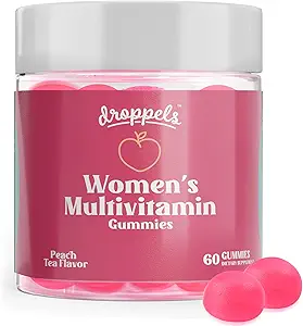 Droppels Women's multivevitamin Gummys with Folic Acid, D, C, E, K, B6, B12, Biotin & More | Vegan, Non-GMO & Pectin-Daily Vitamins for Women → 桃茶火焰, 60 Counter