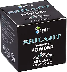 Sayan Pure Shilajit Powder 1oz/28g, 5个月供应量 - 强有机富尔维奇酸补充剂 - 支持免疫系统,记忆,聚焦,并提供自然能源 - 冻结-干提取, Vegan, Non-GMO