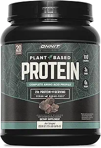 ONNIT 植物蛋白粉、香草粉、20克蛋白/每服、维冈和乳品免费膳食补充剂,每服20次,21.9 oz