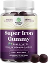 Extra Strength Iron Gummies for Women and Men - Potent 45mg per Serving Chewable Supplement for Women and Men with Vitamin C for Higher Absorption - Vegan Daily Iron Gummy No Artificial Flavors