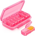 每周的药丸组织者 2 Times 一天有防湿设计,Pink AM PM Pill Box 7 Day for Easy filling, Portable Pill Case for Travel, Lige Pill Holder for Vitamin, Fish Oil, Supplement (英语).