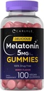 Carlyle Melatonin 5mg Gummies | 100 Count | Berry Flavor | 100% Drug Free | Non-GMO, Gluten Free Supplement